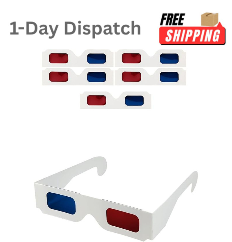 QIANCAIWANG 5 Pcs 3D Paper Glasses Blue Red Anaglyph for Movies