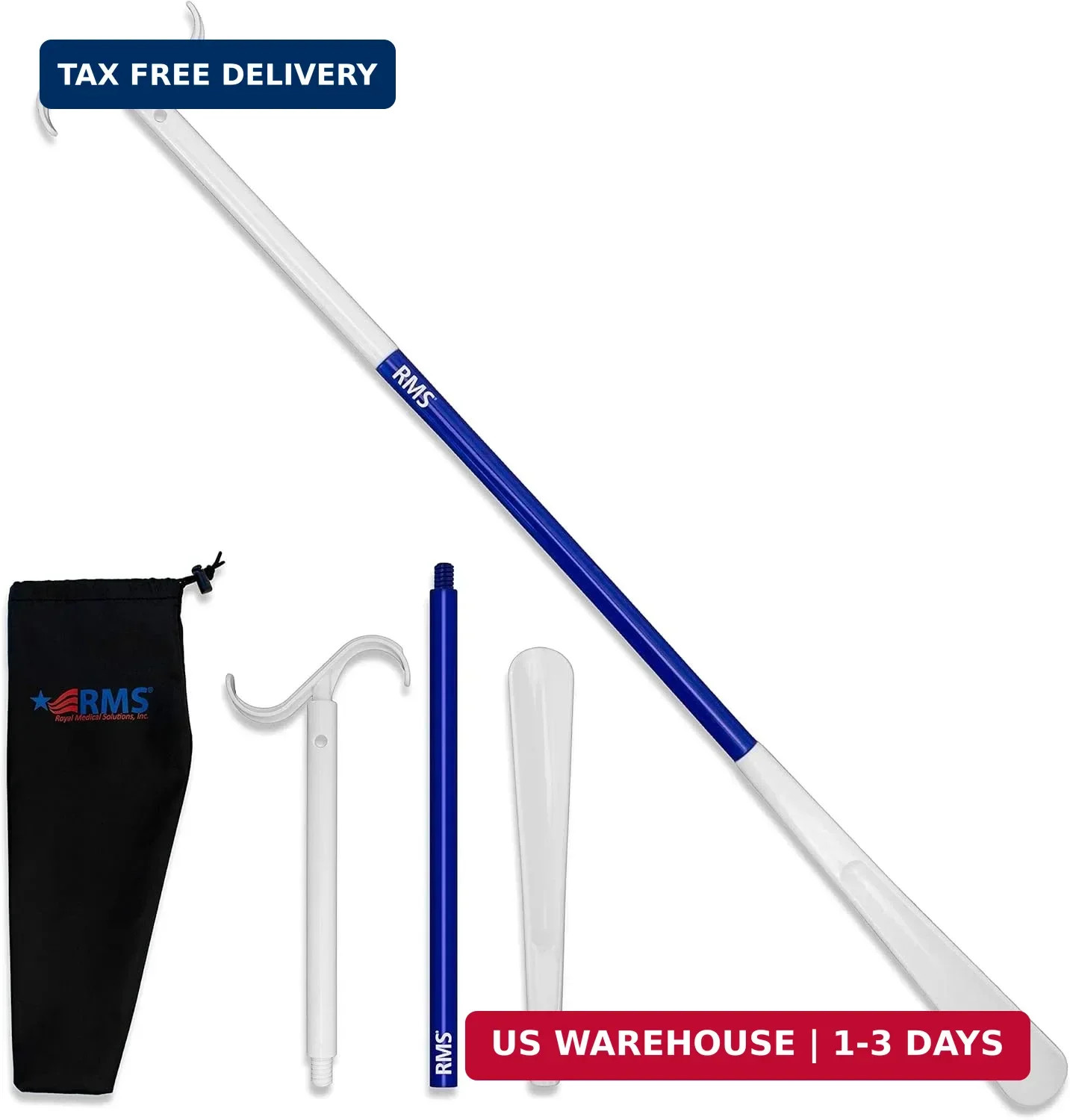 RMS 35.5 Inch Extra Long Dressing Stick with Sock Remover and Shoe Horn | Dressi
