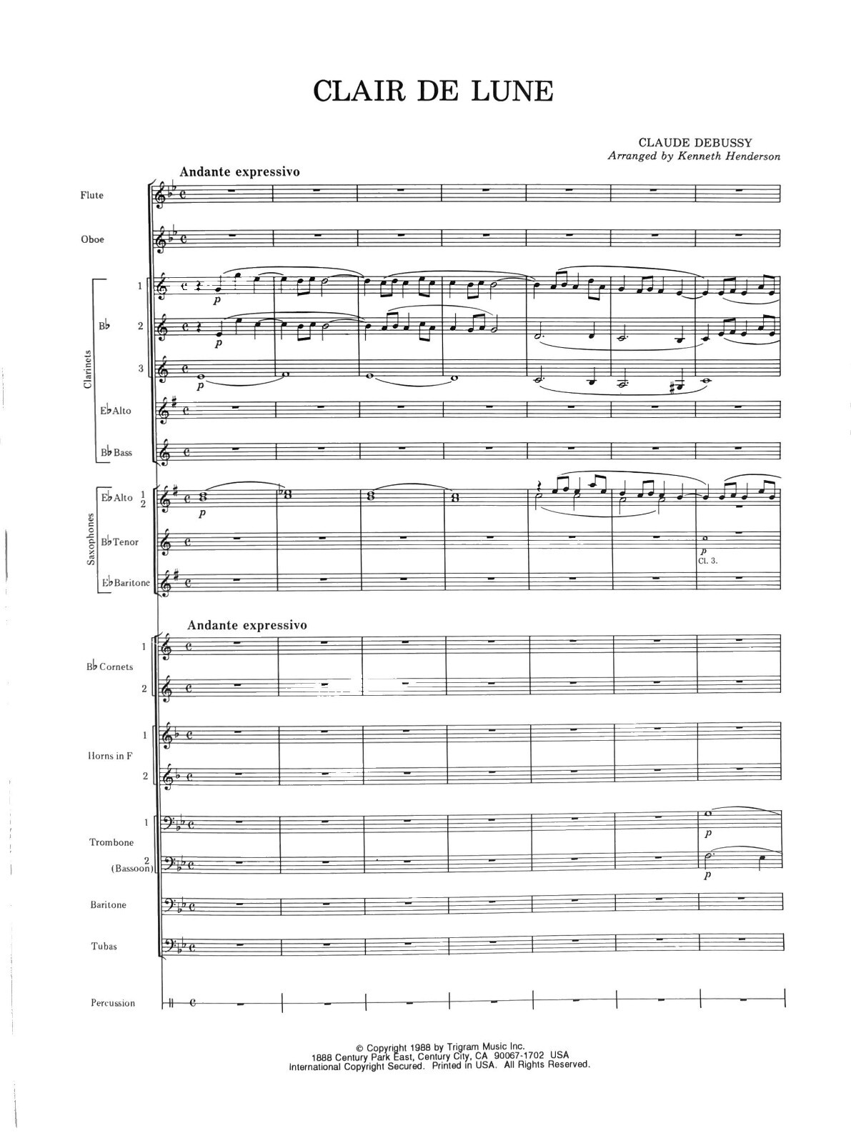 Clair De Lune for Band