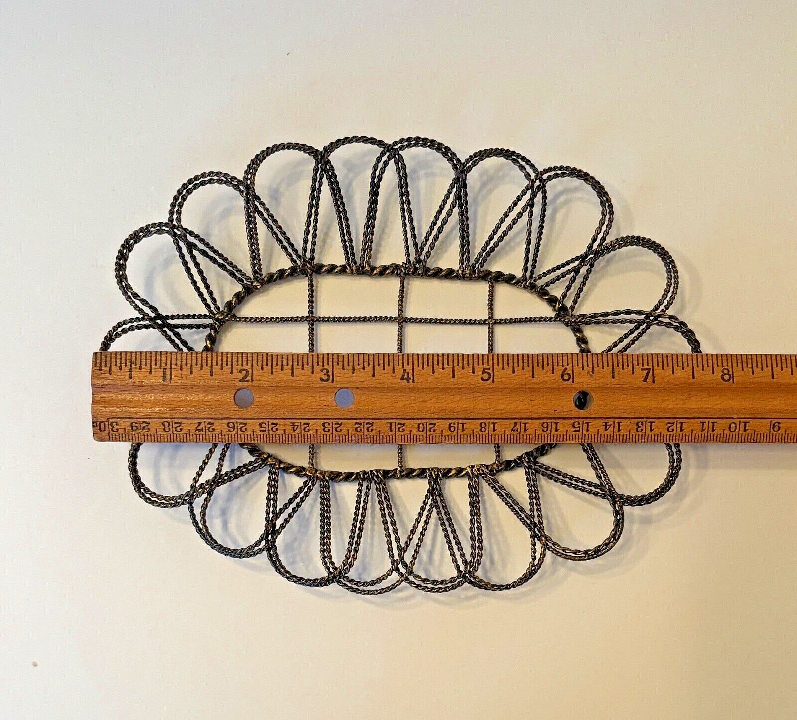 Metal Oval Twisted Wire Basket Dish Tray 7.5" x 5.75" Small Rustic Cottage Decor