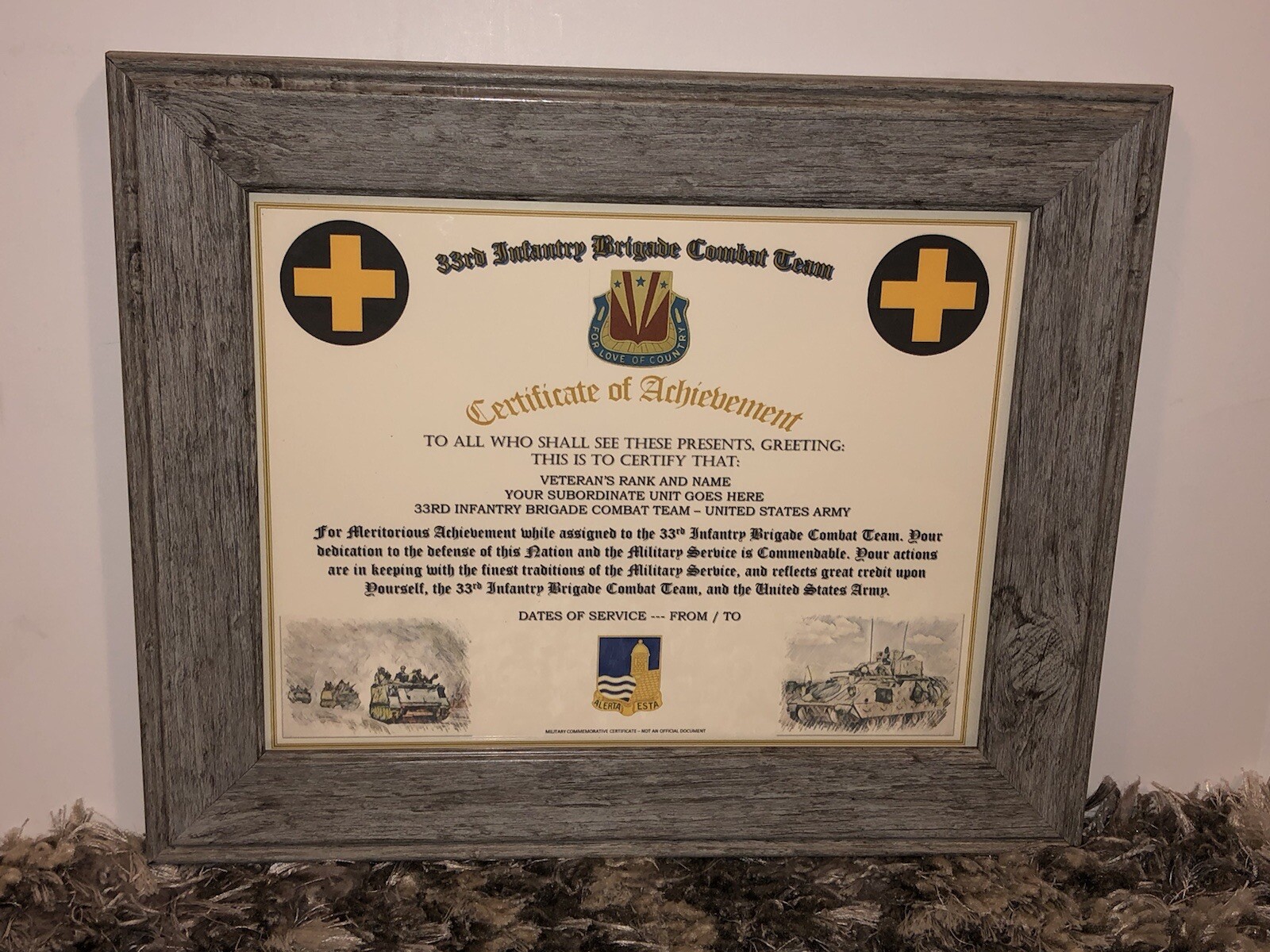 33RD INFANTRY BRIGADE COMBAT TEAM - COA / (COMMEMORATIVE CERTIFICATE)