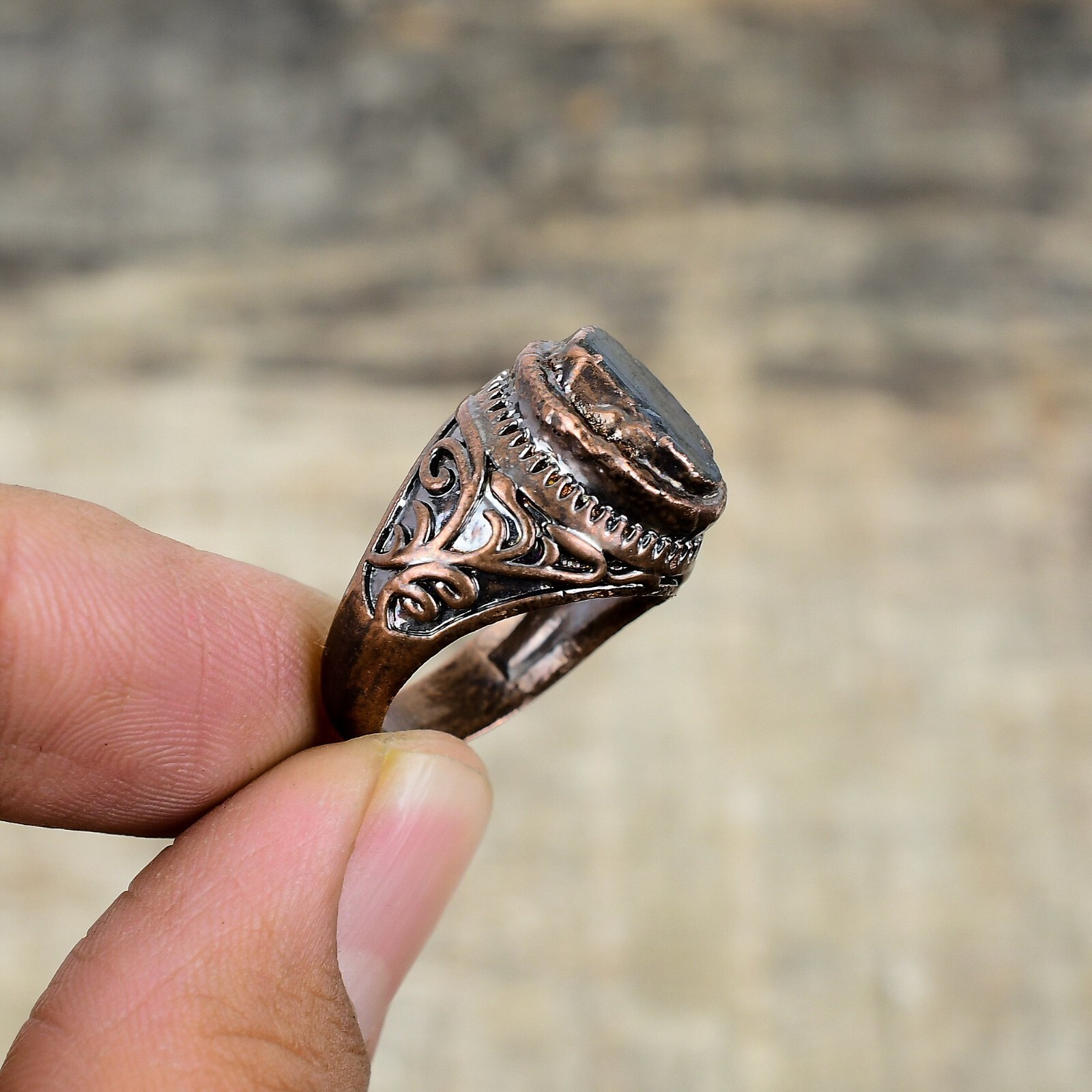 Labradorite Rough Electroformed Adjustable Ring Size Adjustable Copper