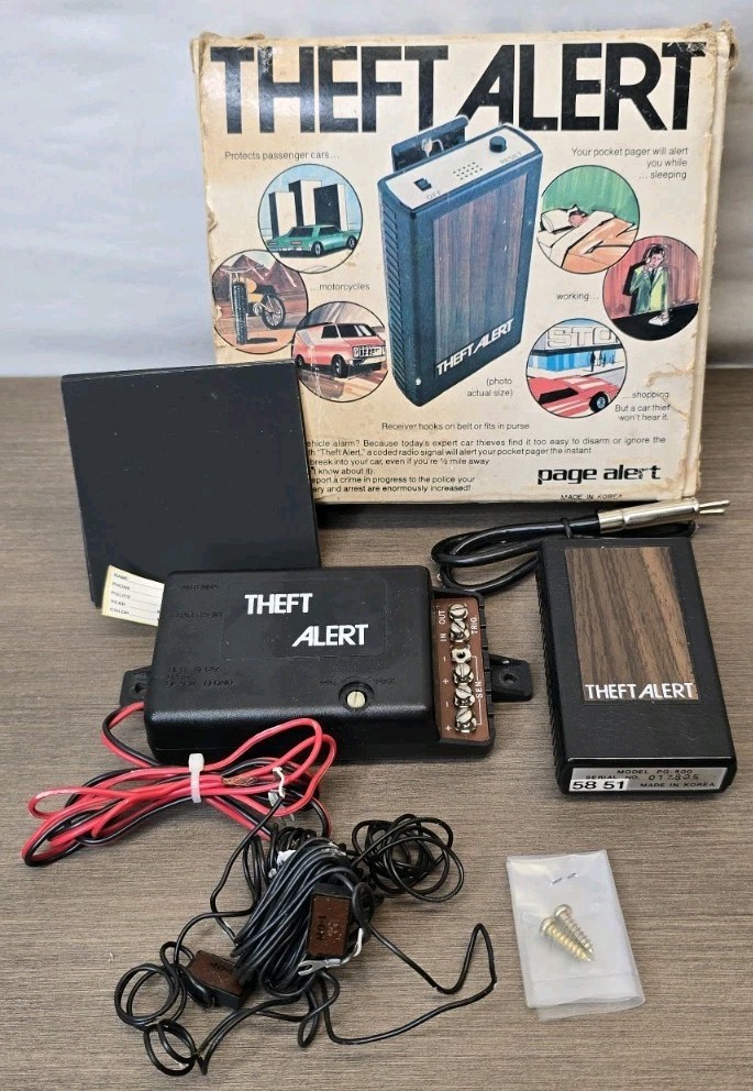 Vintage Theft Alert 500 Car Alarm Pager System Complete In Box 80s Tech