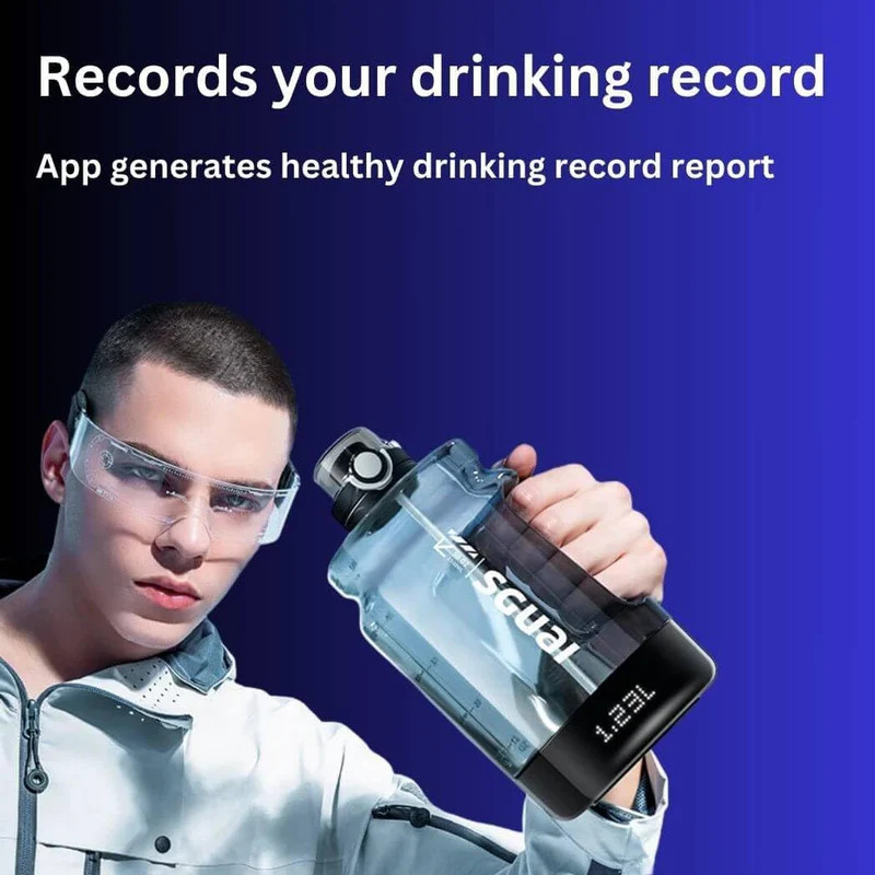 Smart Water Bottle, Dual-Mode Lid, Custom Pixel Display, Drinking Reminder.