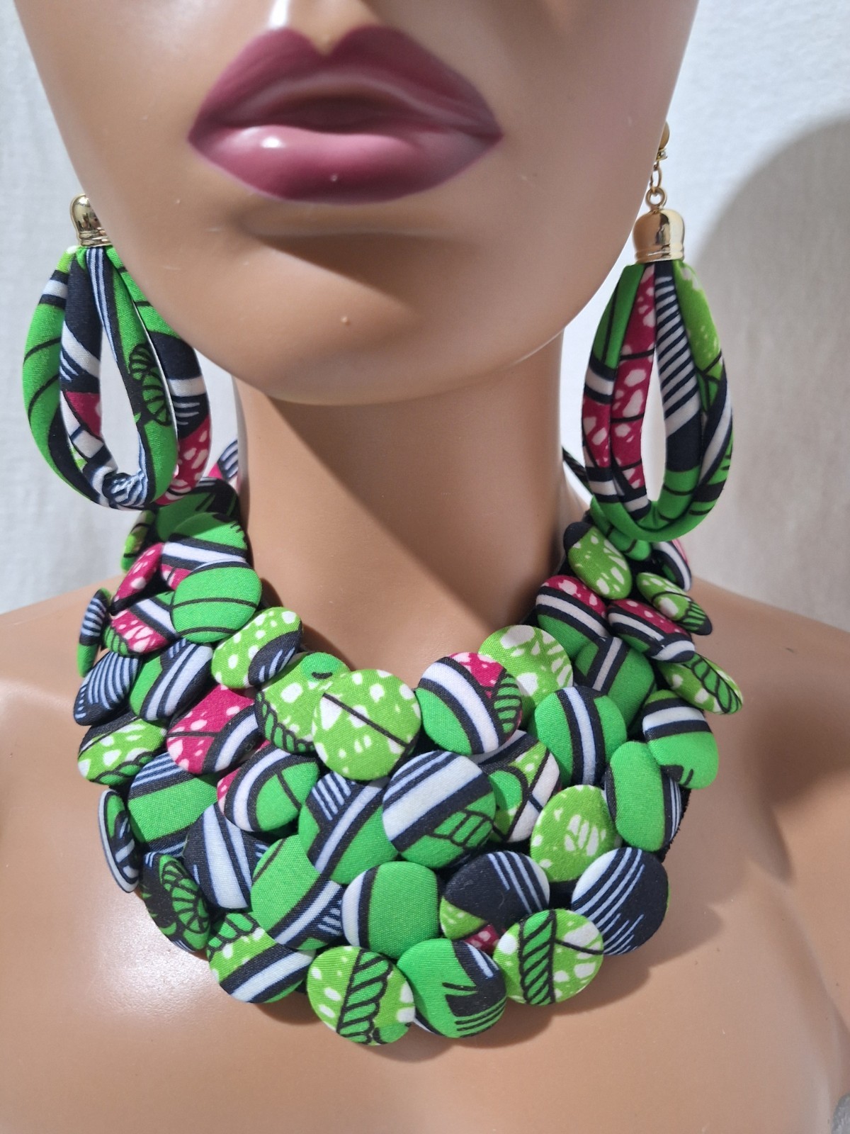 African Wax Print Necklace Set