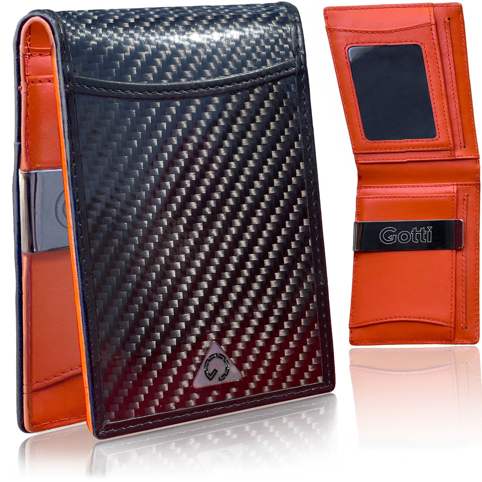 100% Real Carbon Fiber Wallet for Men with Money Clip, Bifold & RFID, ID Window