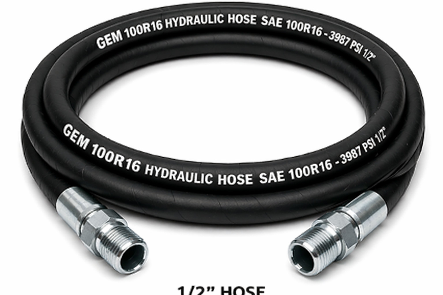 1/2" 2 Wire 100R16 Hydraulic Hose Assembly with 1/2" Male NPT Fittings 3987 PSI