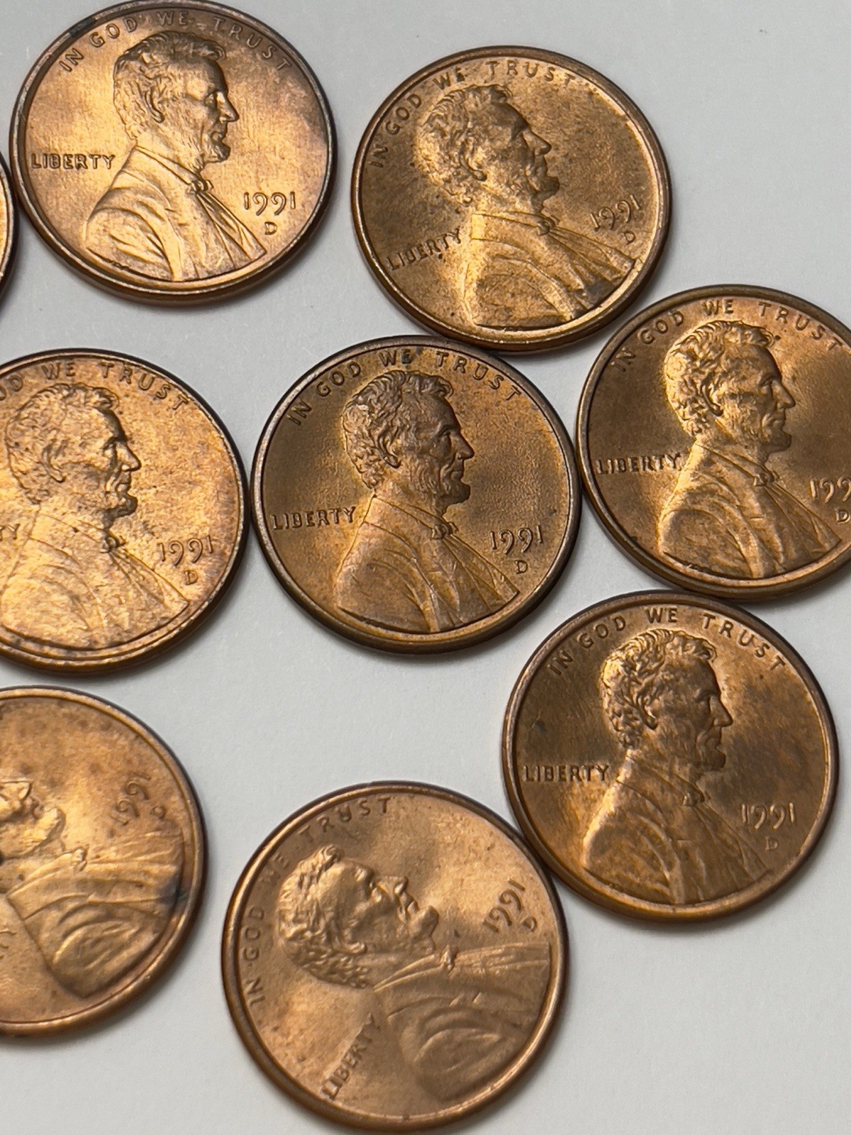 1991 D Lincoln Memorial Penny – AU Condition – Denver Mint – Copper-Plated Zinc