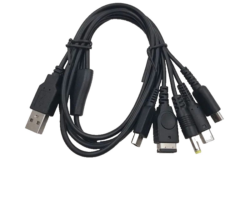 5-in-1 USB Charging Cable for DS Lite, GBA SP, DSi, 3DS, Wii U Game Pad Sony PSP