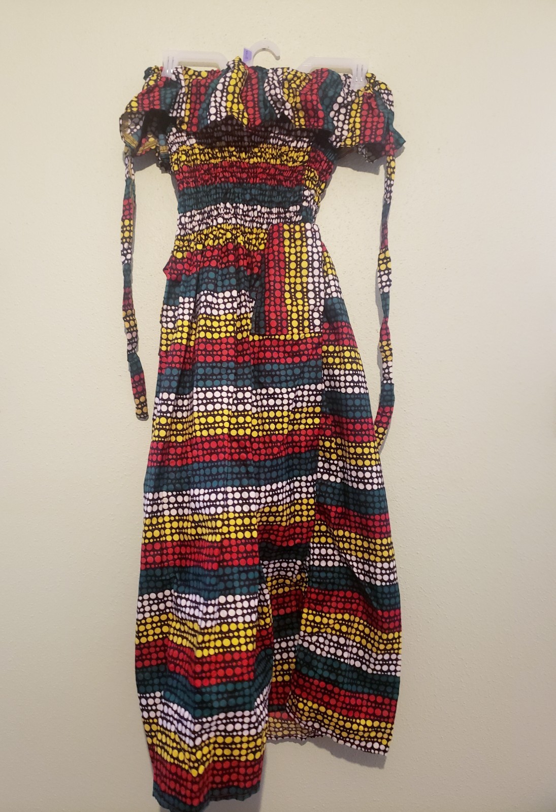 African Print Off Shoulder Maxi Dress EGO Pulse Lagos Made – Multicolor