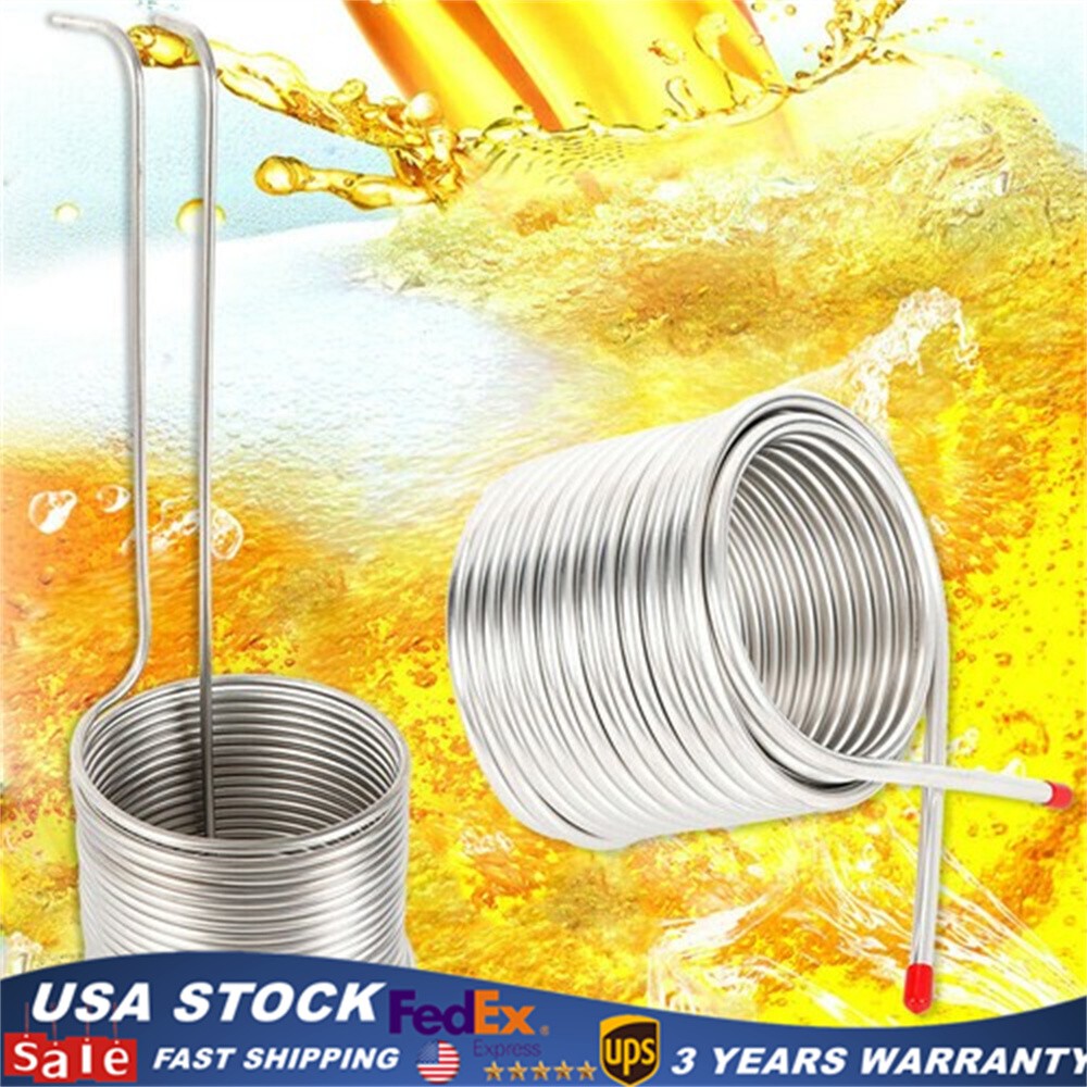 50' Stainless Steel Wort Chiller Coil Homebrew Immersion Chiller Cooling Pipe