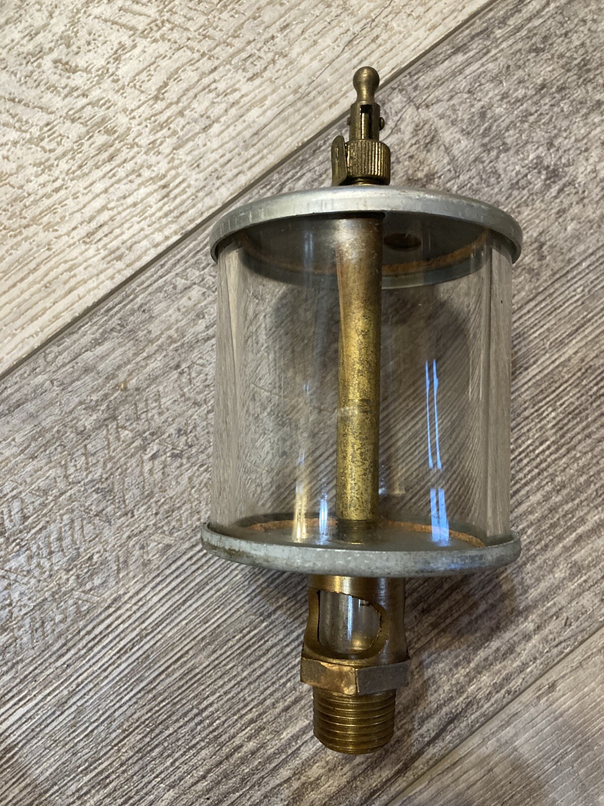 Antique Oiler New Never Used 1/2" Pipe Glass Glove and Brass