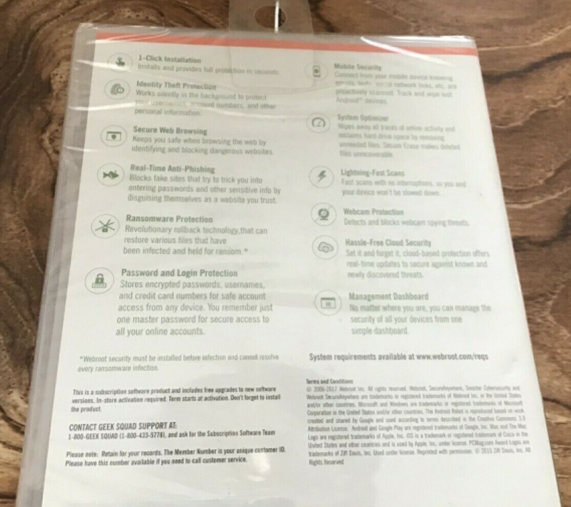 Webroot Internet Security with Antivirus 3 Devices PC Mac Android SEALED