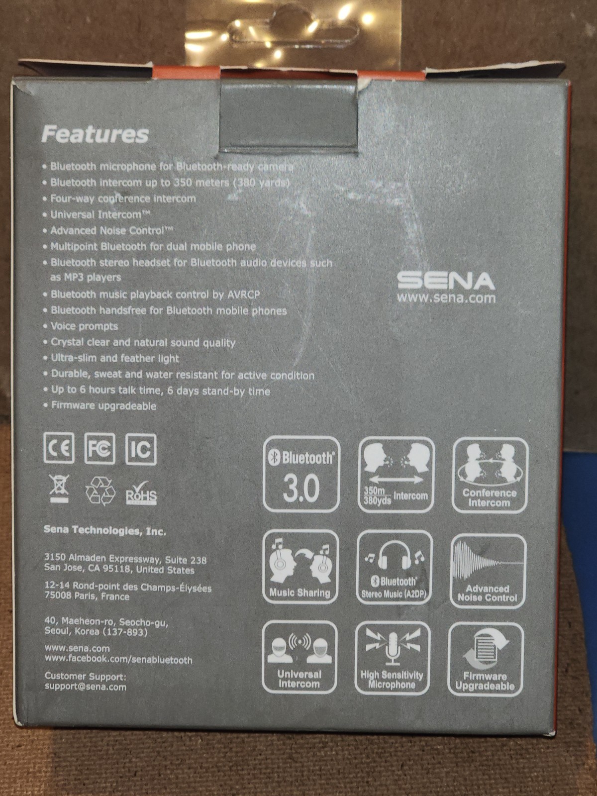 SENA Bluetooth Mic & Intercom Microphone BT10 01 Stereo Headset Music Sharing