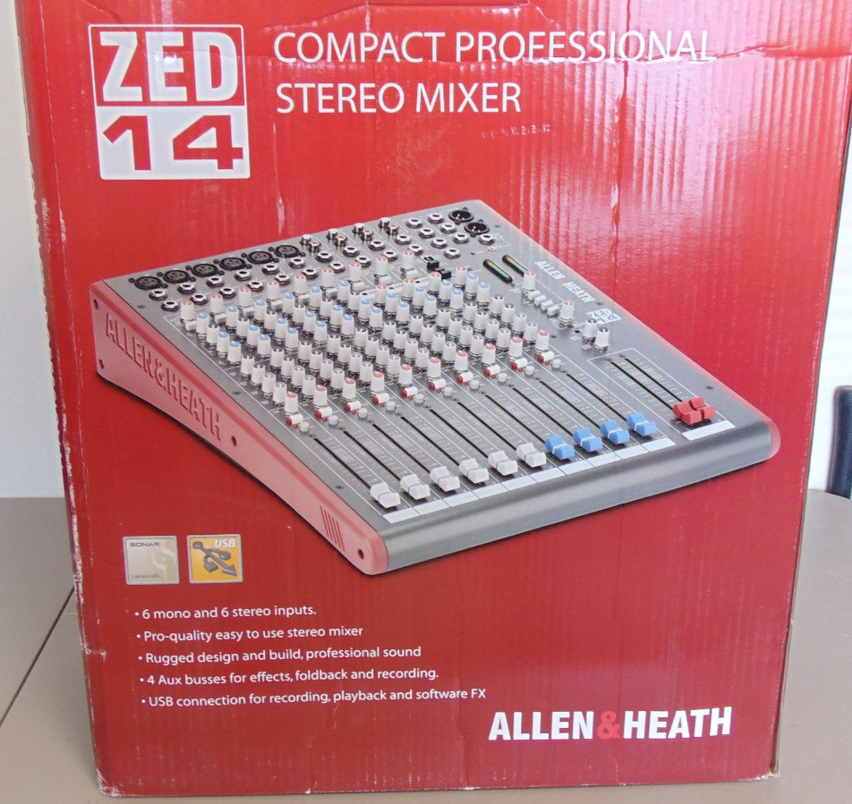 Allen & Heath ZED-14 Mixer W/ 6 Mic/Line Inputs and USB Interface -FREE SHIPPING
