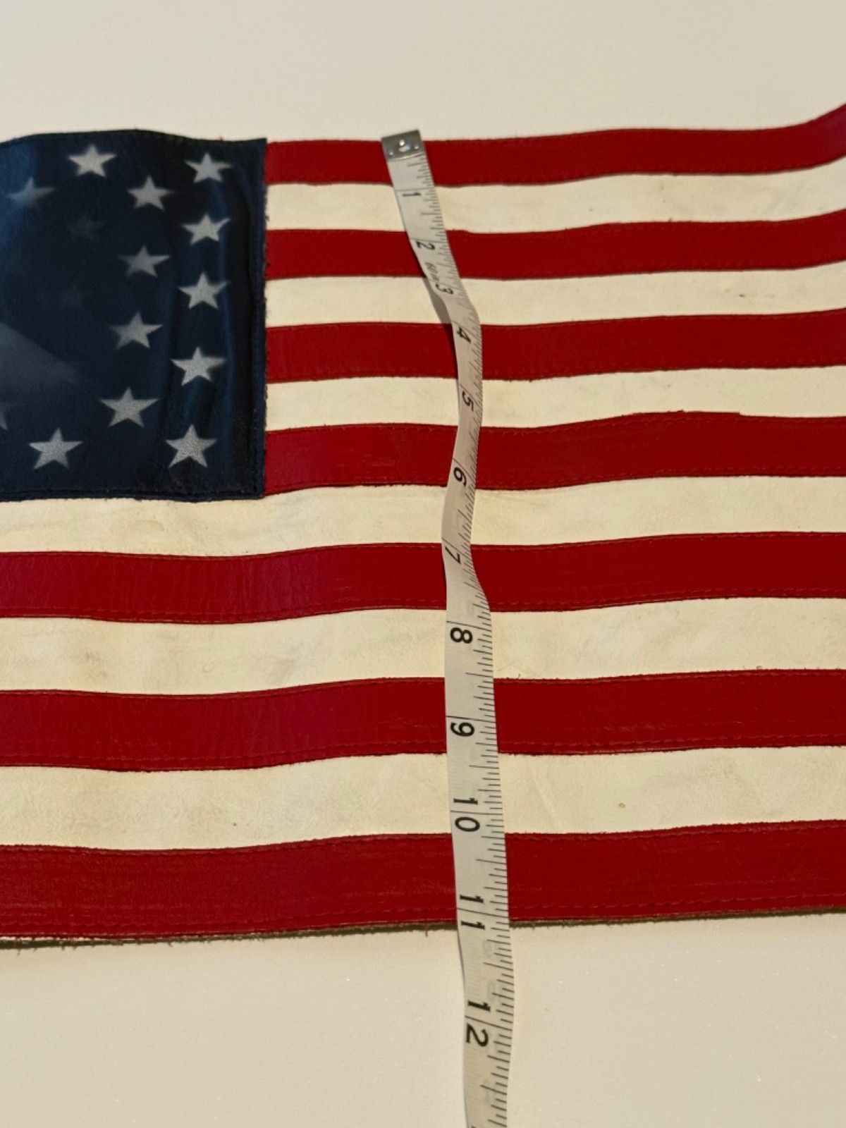 Large Handmade Leather Biker USA Flag Patch - Vintage - High Quality 11x17
