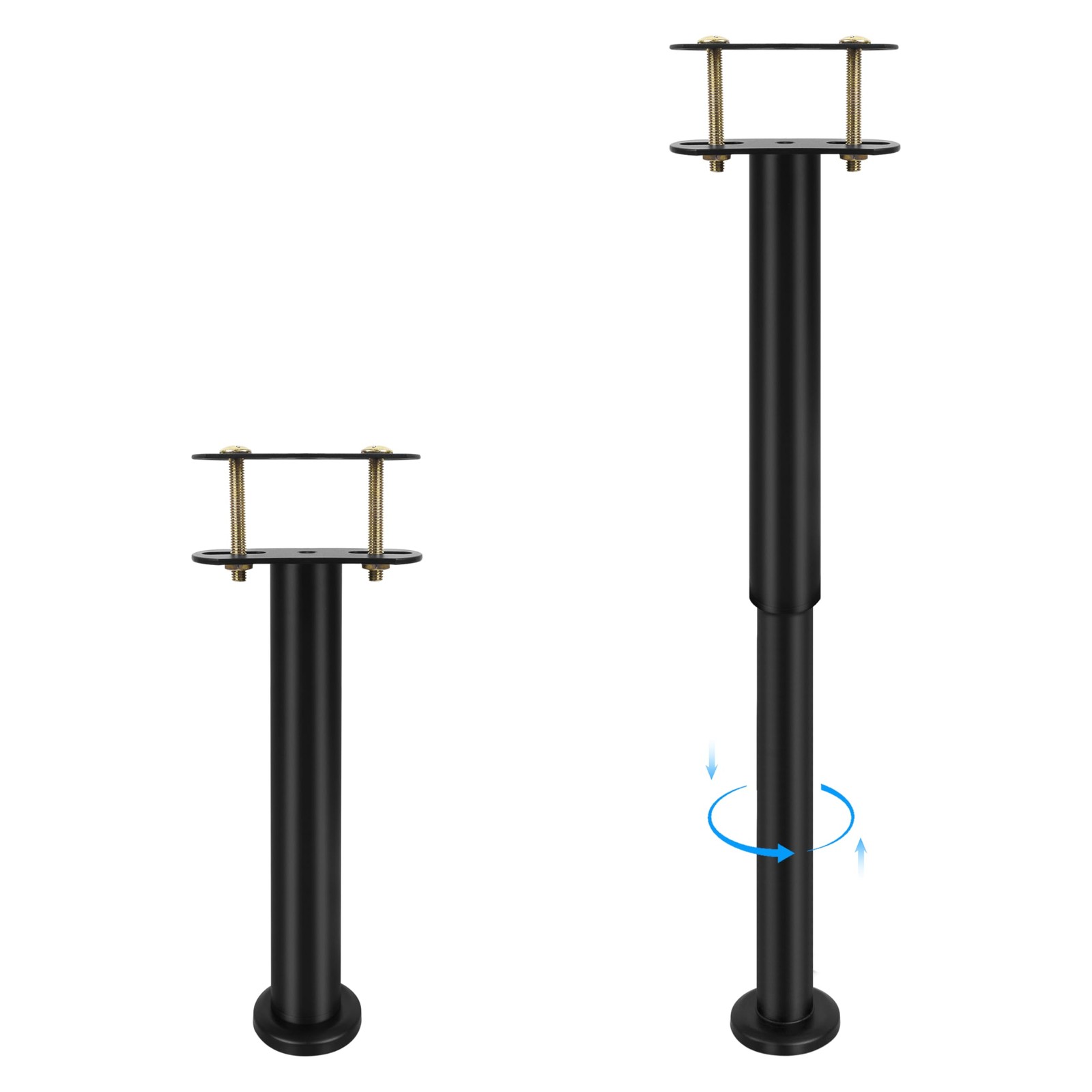 2 Pack Adjustable Bed Legs 10-17 Inch - Heavy Duty Steel Center Support for Q...