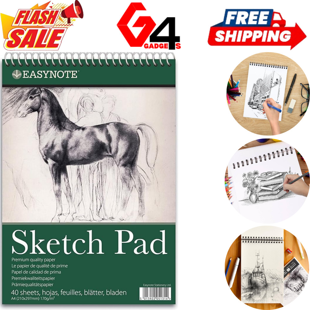 Pack Of 2 Sketch Pad A4 Book White Paper Artist Sketching Drawing Art Craft