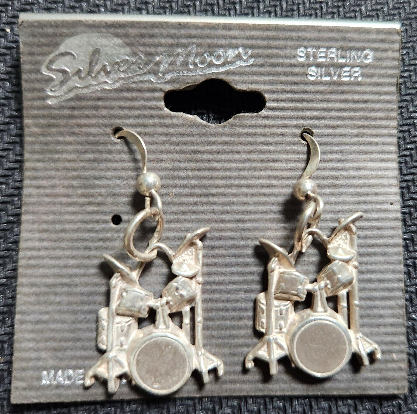 Sterling Silver Drum Kit Earrings . Musical Instrument Rock N Roll