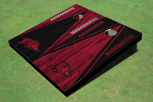 University Of Arkansas Alternating Wood Look Triangle Cornhole Boards