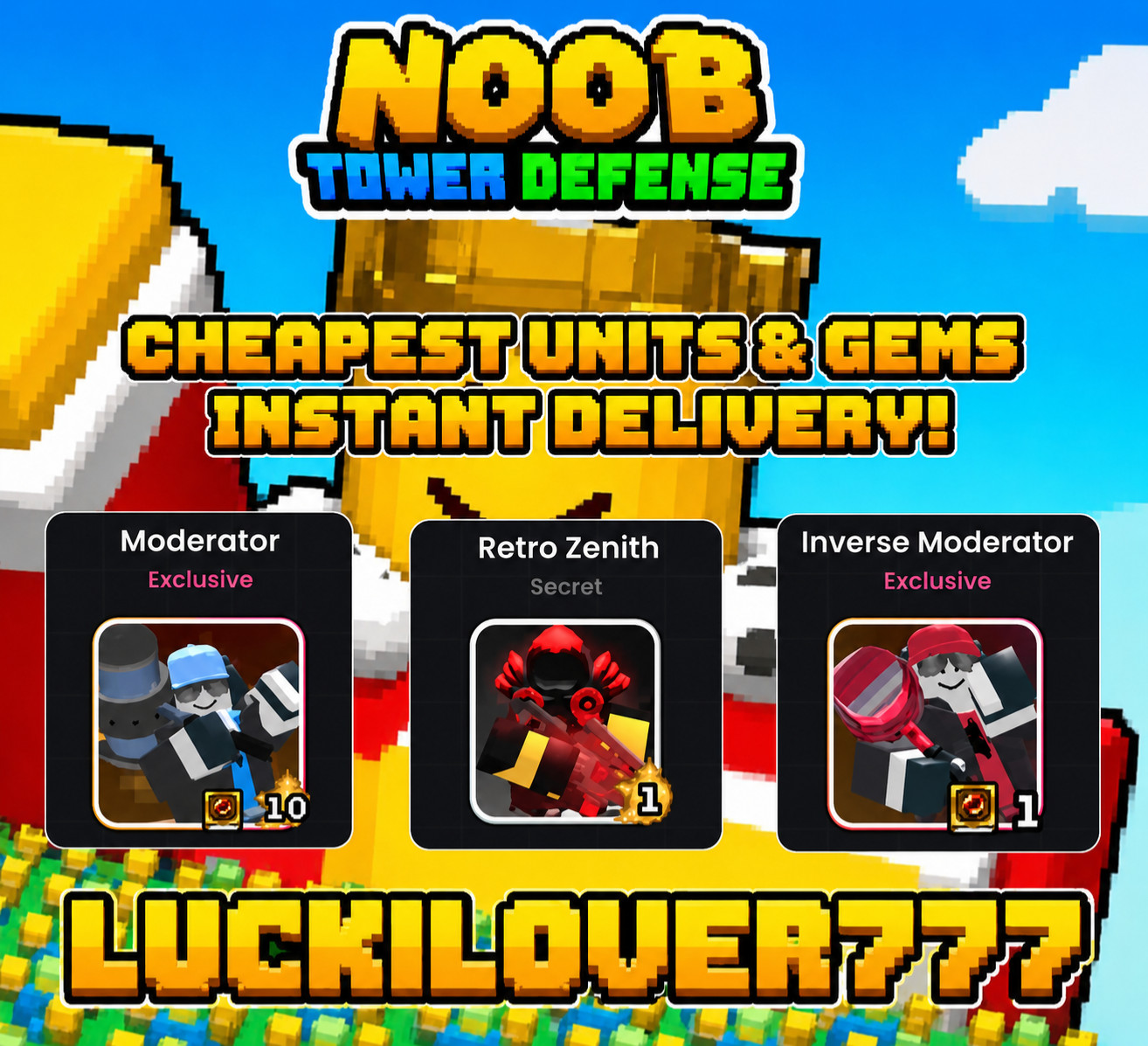 Roblox Noob Tower Defense - Cheapest Units and Gems, Fastest Delivery!
