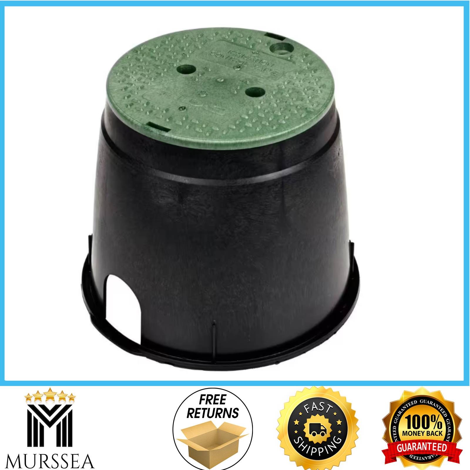 10 in. Round Valve Box and Cover, Black Box, Green ICV Cover