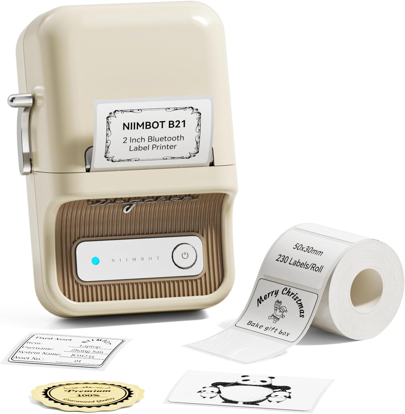 B21 Label Maker Machine with Tape, 2 Inch Portable Sticker Printer Thermal Label