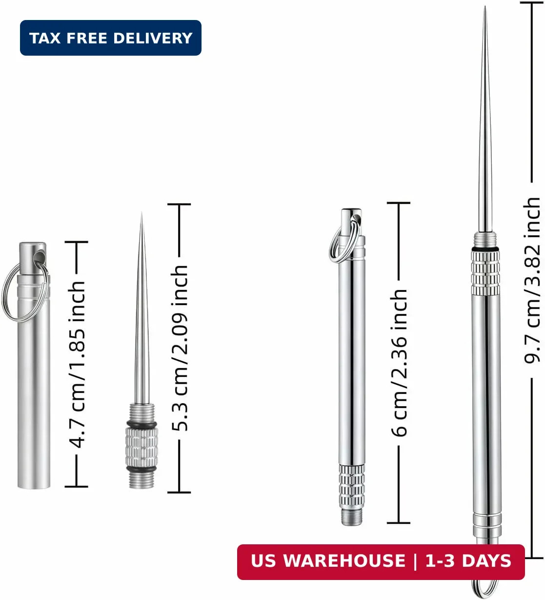 Portable Titanium Toothpick, Multi-Functional Reusable Stainless Steel Silver