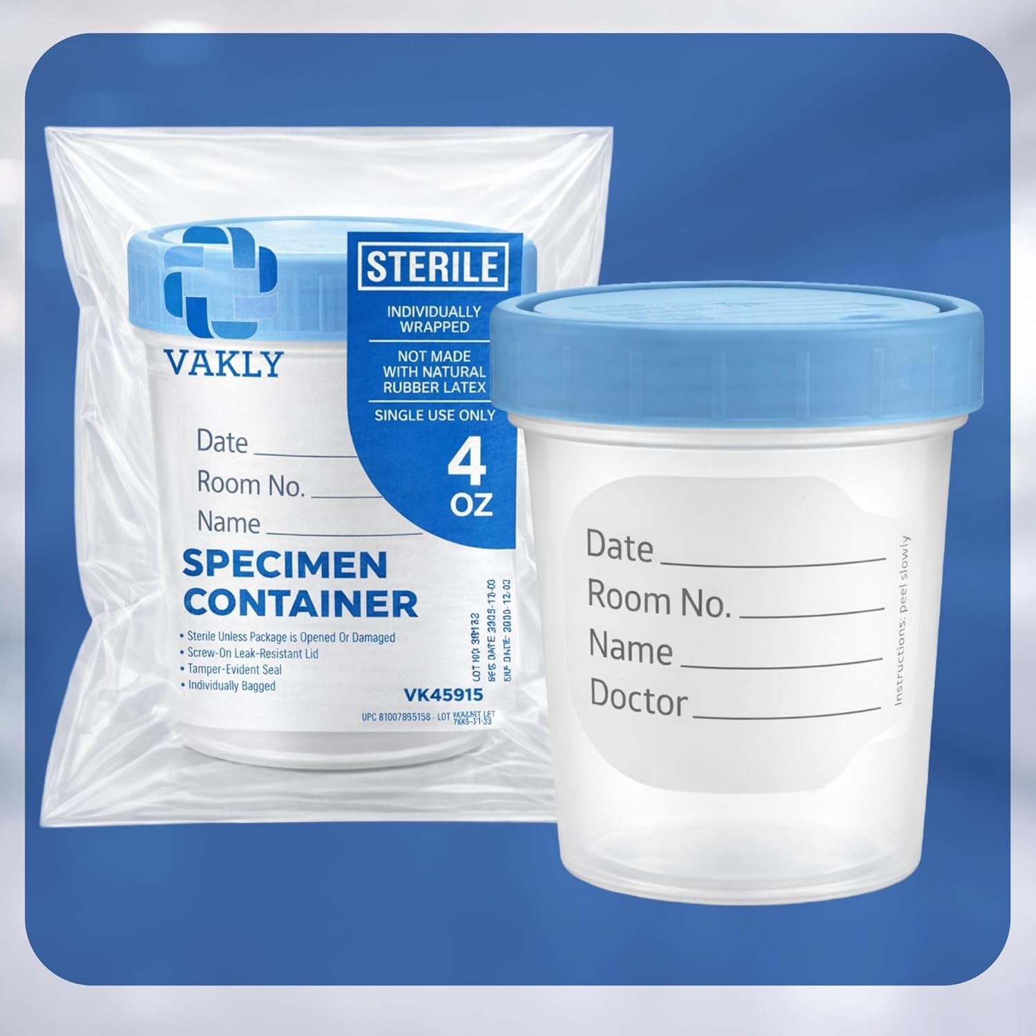 Sterile Specimen Cups 4 oz [3 Count] – Urine Collection Cups, Individually Bagge