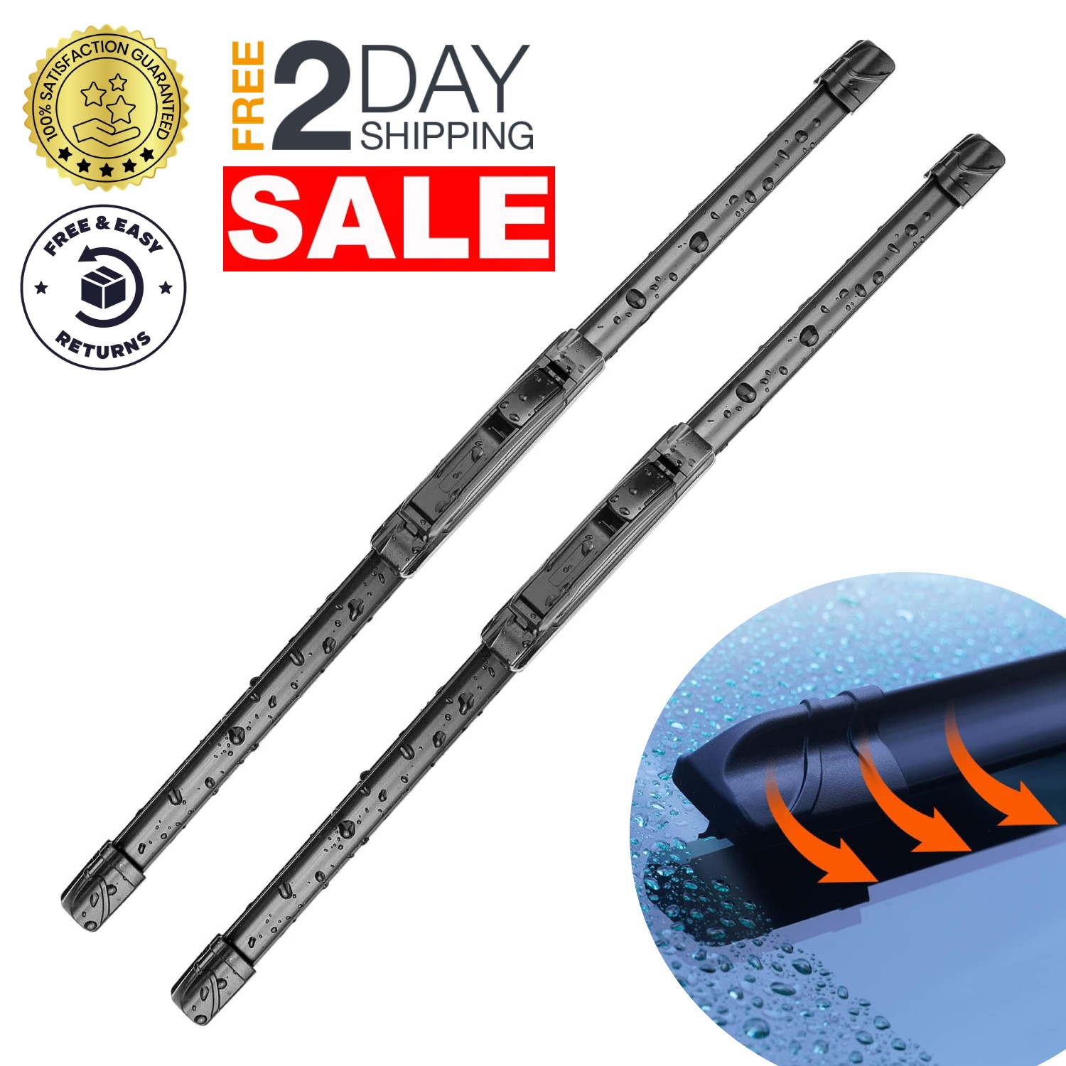 2 Escobillas Para Limpia Parabrisas De 22 y 26 Pulgadas J/U Hook Universal Set
