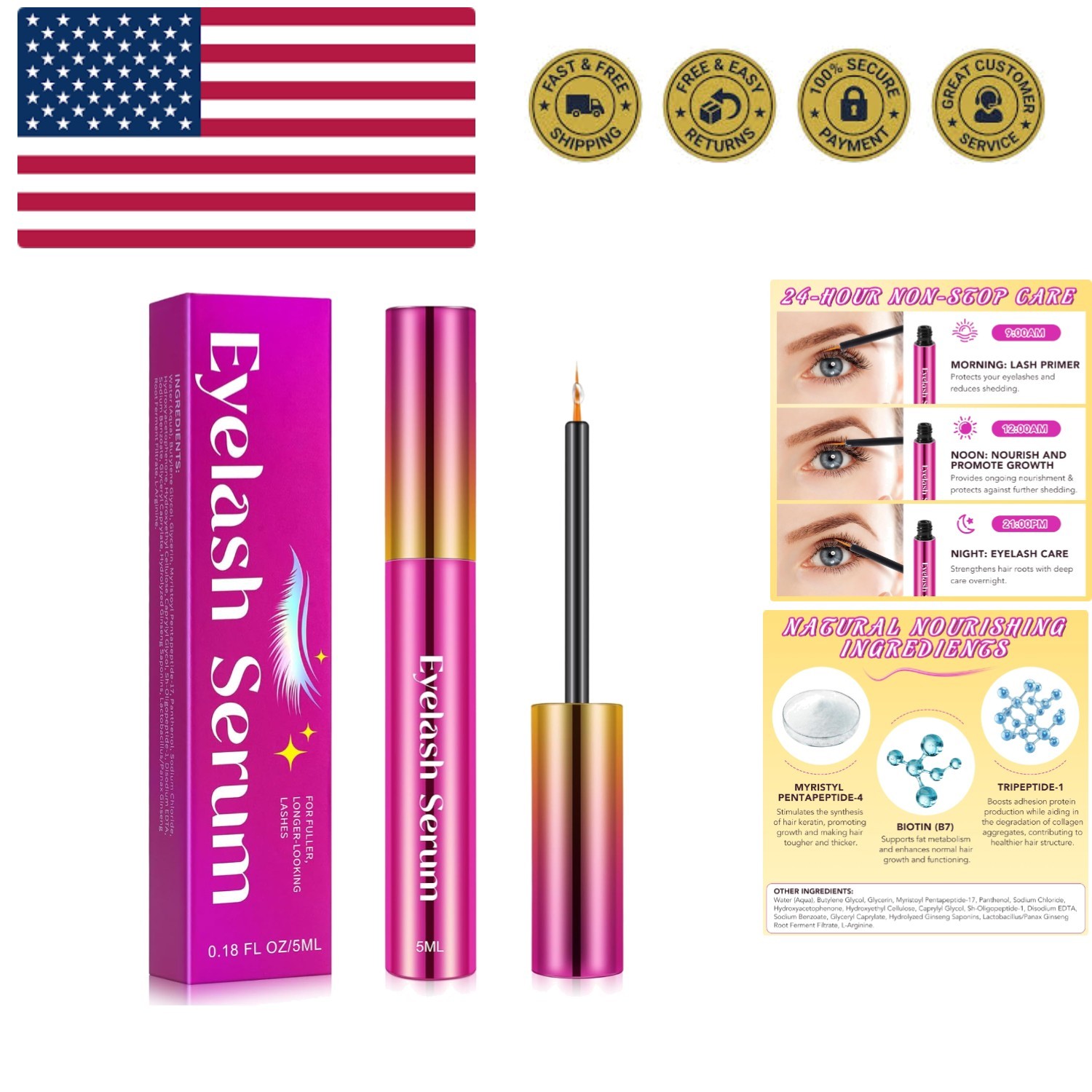 Eyelash Growth Serum, Eyelash Growth Conditioner Advanced Formula for Longer,...