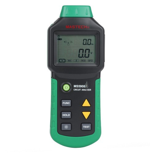 MASTECH MS5908 LCD Circuit Analyzer True RMS AC Voltage RCD GFCI Socket Tester