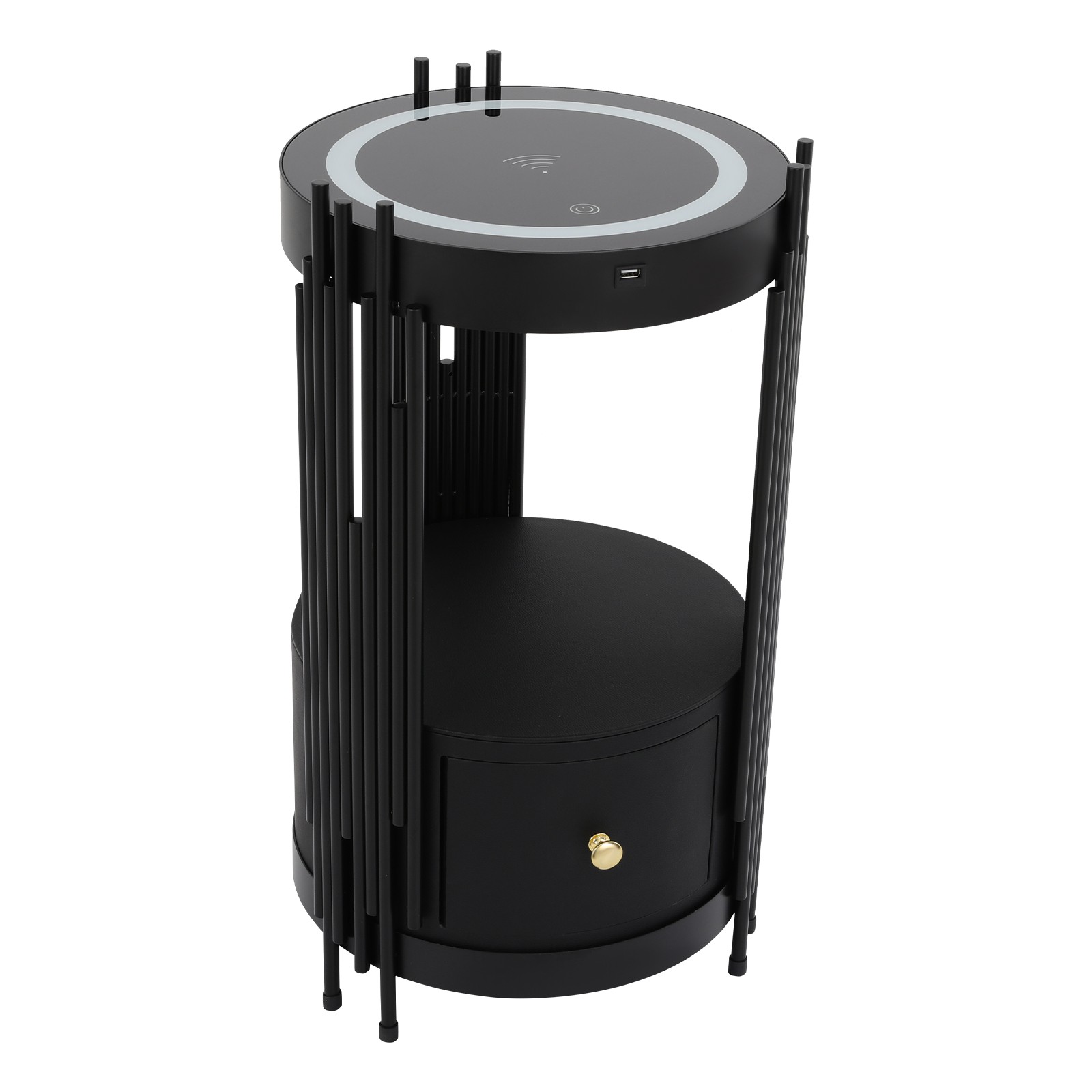 Smart Nightstand With Wireless Charging Station Bedside Table LED Side/End Table