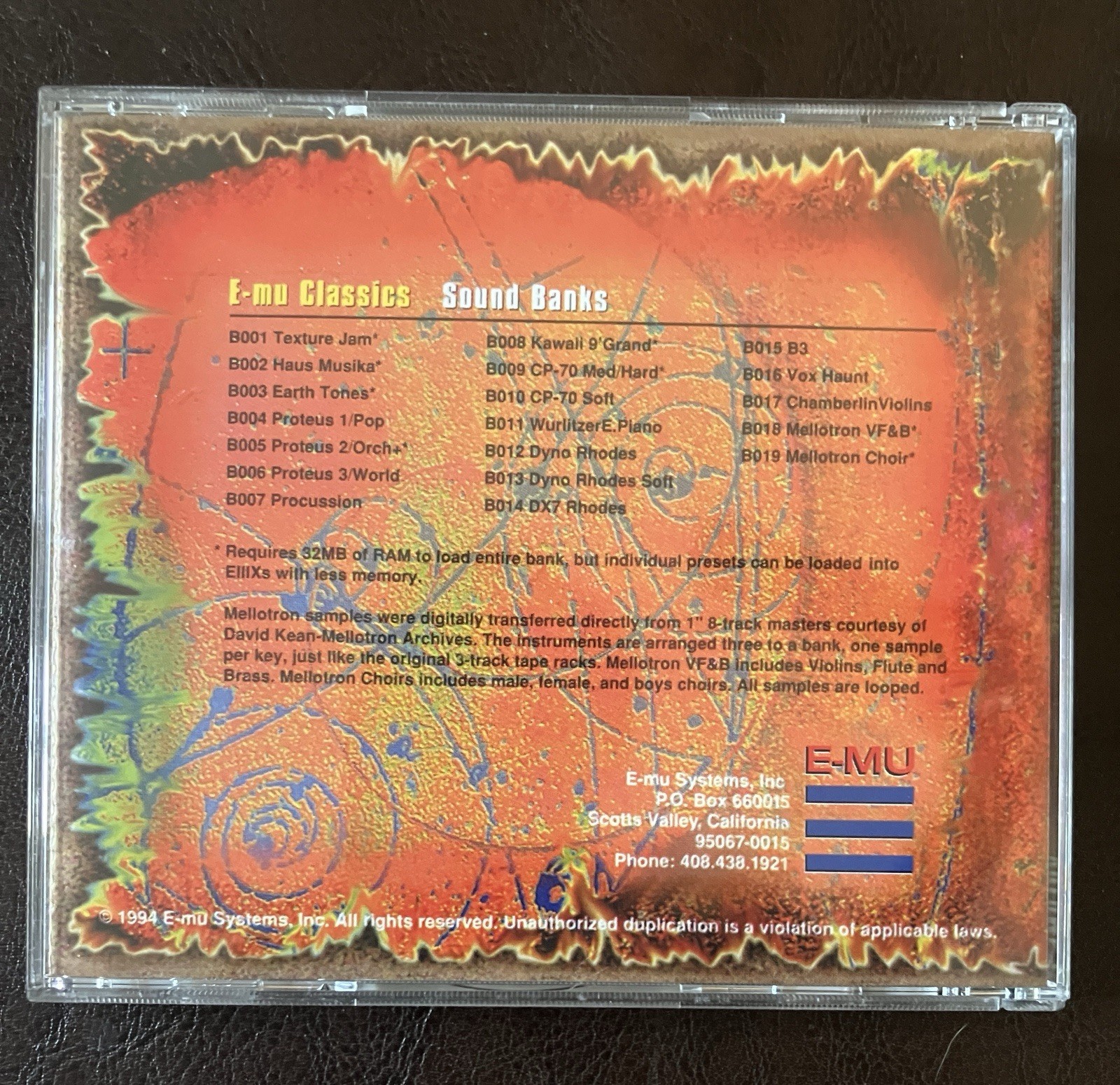 E-MU Systems Volume 7 E-MU Classics Sound Library Sample Library CD-ROM