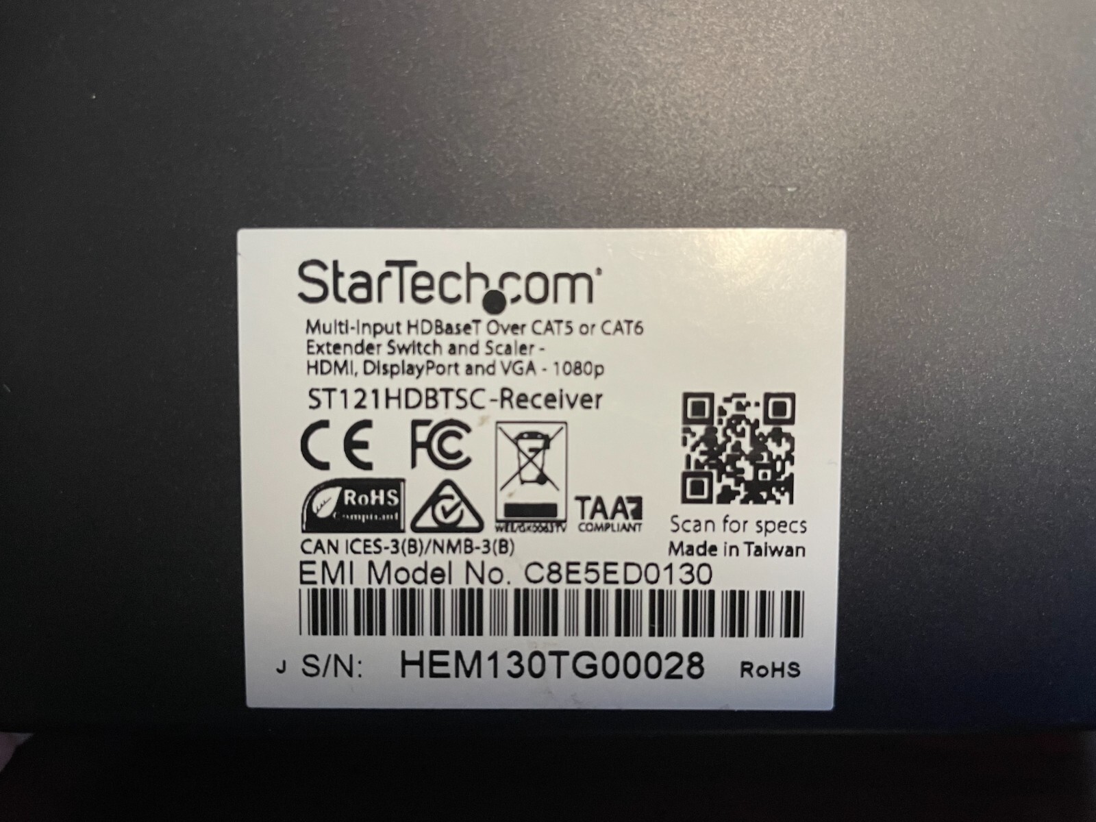 StarTech Multi-Input HDBase Over CAT5 Extender Switch and Scaler Bundle T & R