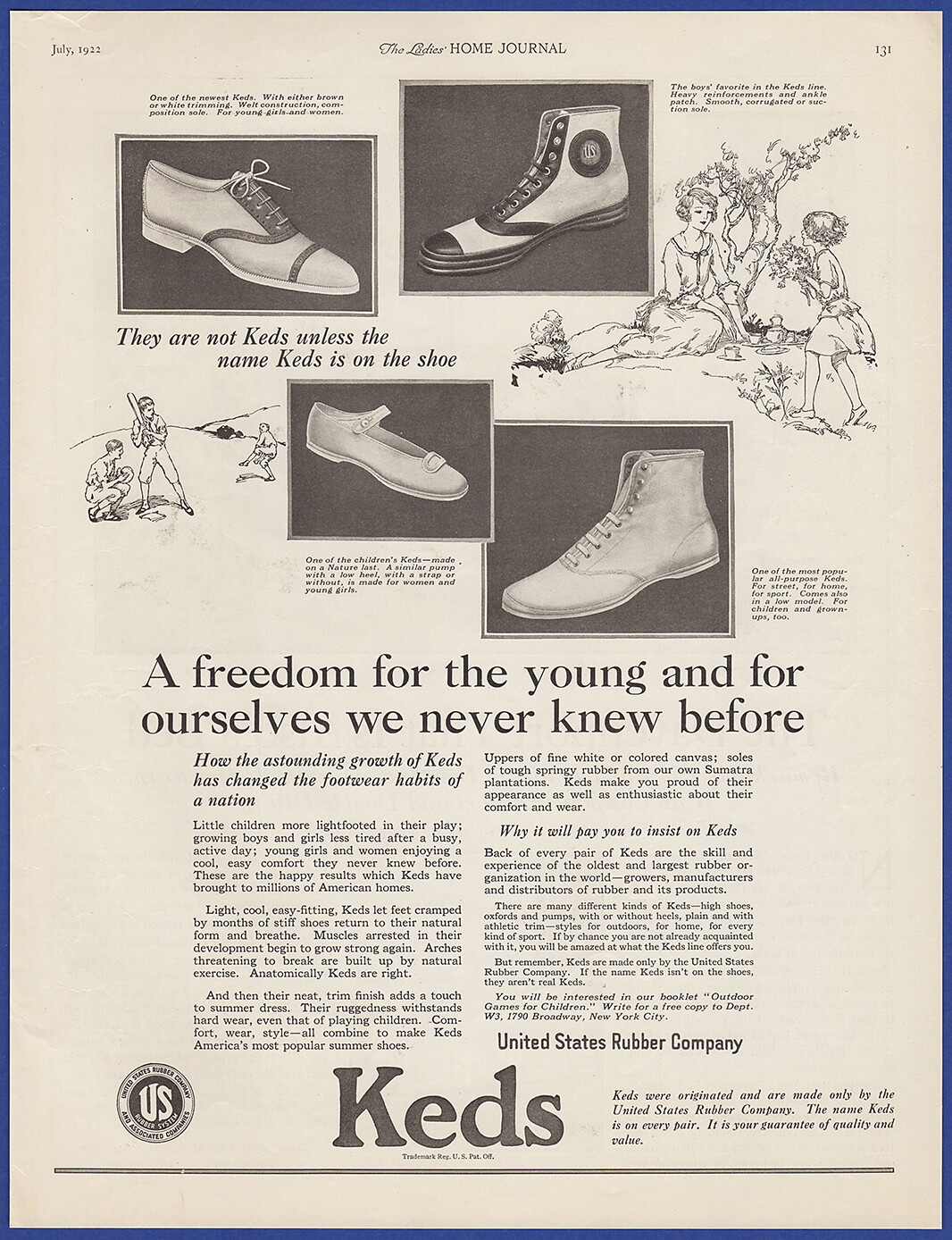 Vintage 1922 KEDS Sneakers Shoes Men Women Kids Fashion Ephemera 20's Print Ad