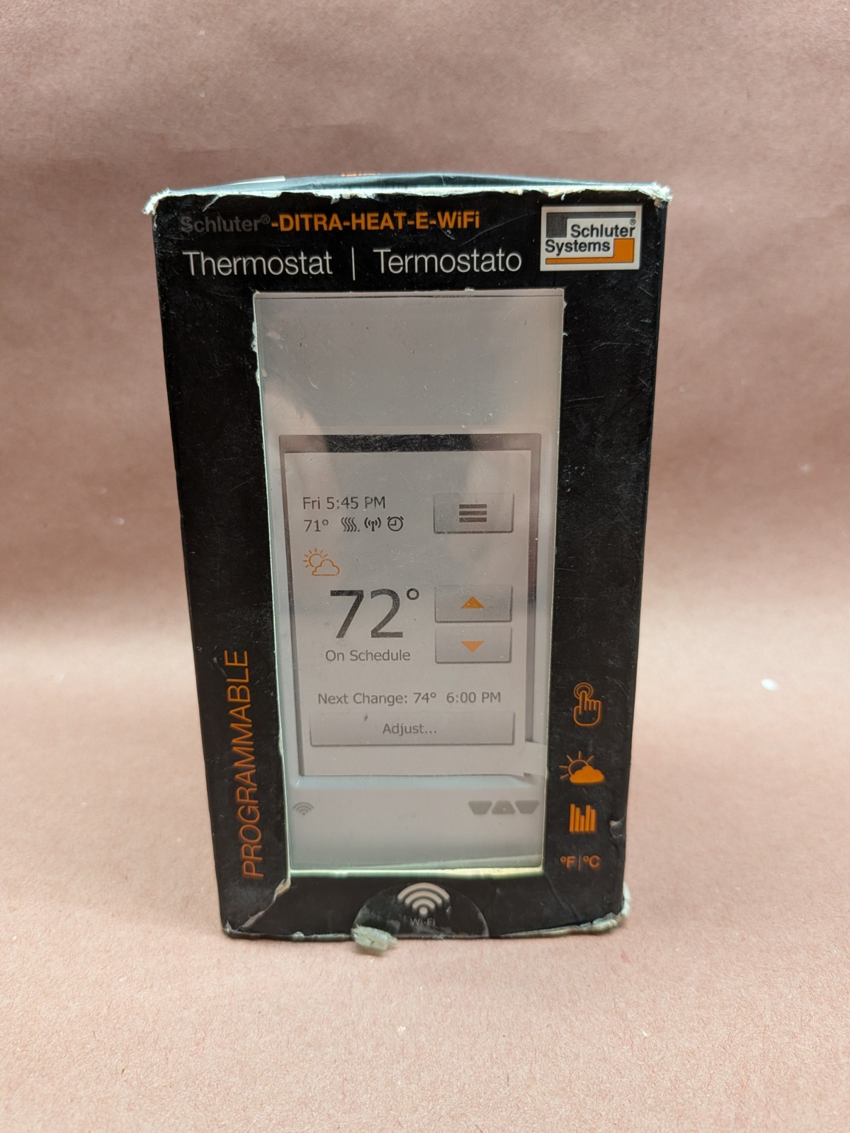 Schluter Ditra-Heat-E-WiFi Thermostat With Floor Sensor - DHERT104/BW - OPENBOX