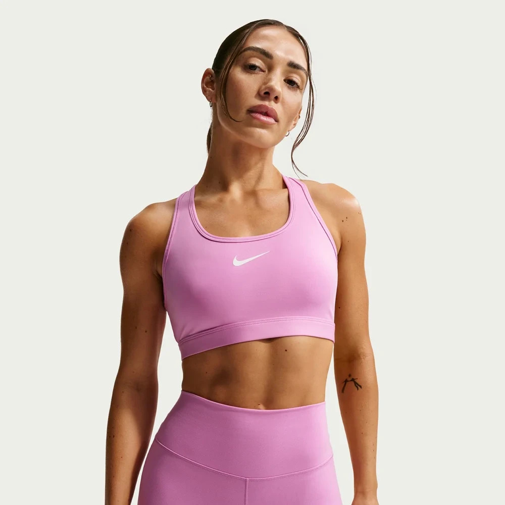 NIKE SWOOSH WOMENS DRI-FIT NON-PADDED SPORTS TRAINING BRA PINK#IF5648-NWT