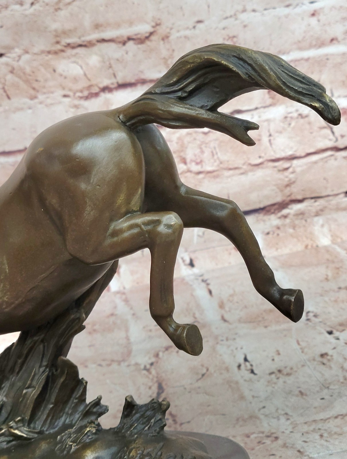 Intricate Detailing: Fisher`s Signed Original Bronze Horse Sculpture Figure