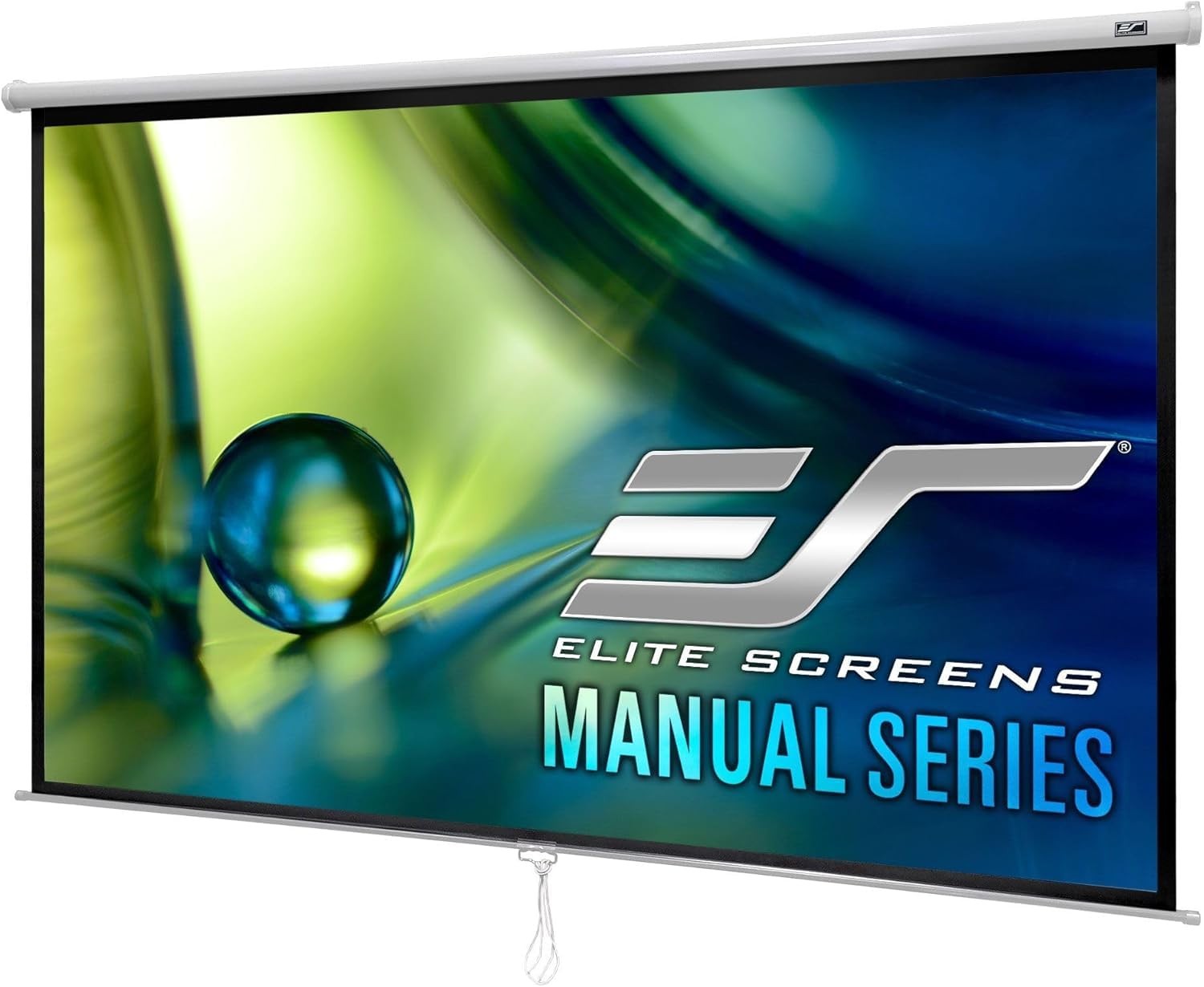 Manual Series, 80-INCH, 4:3 Aspect Ratio. Manual Pull Down Projector Screen w...