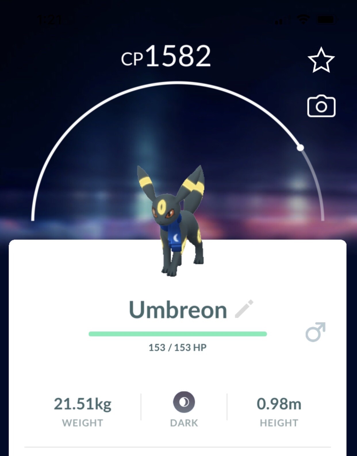 Pokemon Go - Umbreon With Night Scarf - Normal (Not Shiny)