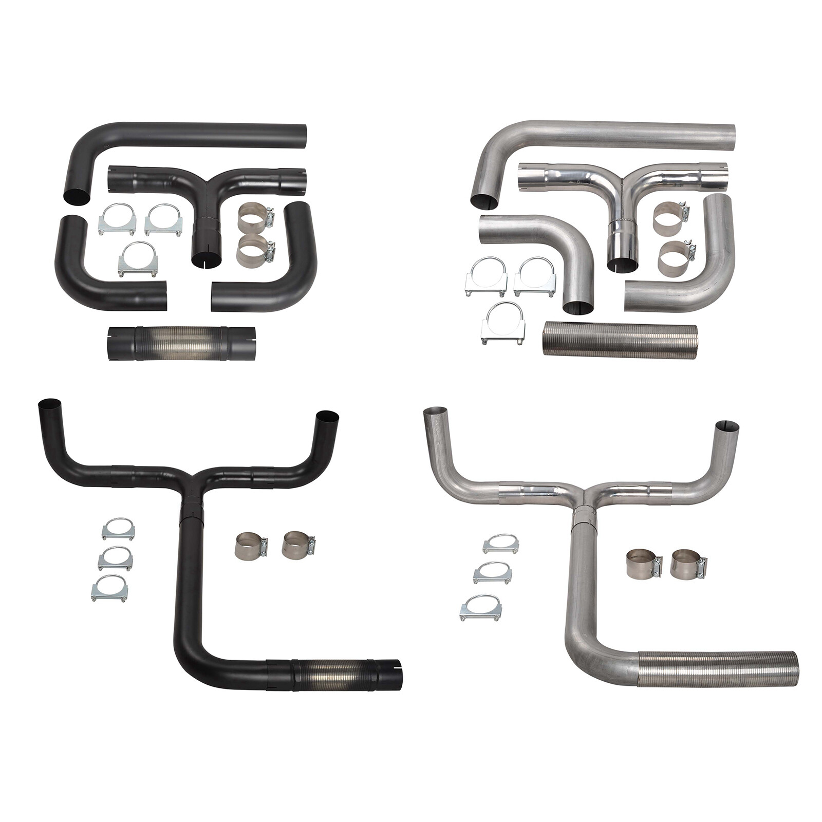 T409 SS 4"/5''T Pipe Kit Dual Smoker Exhaust Stack System Universal Black/Silver