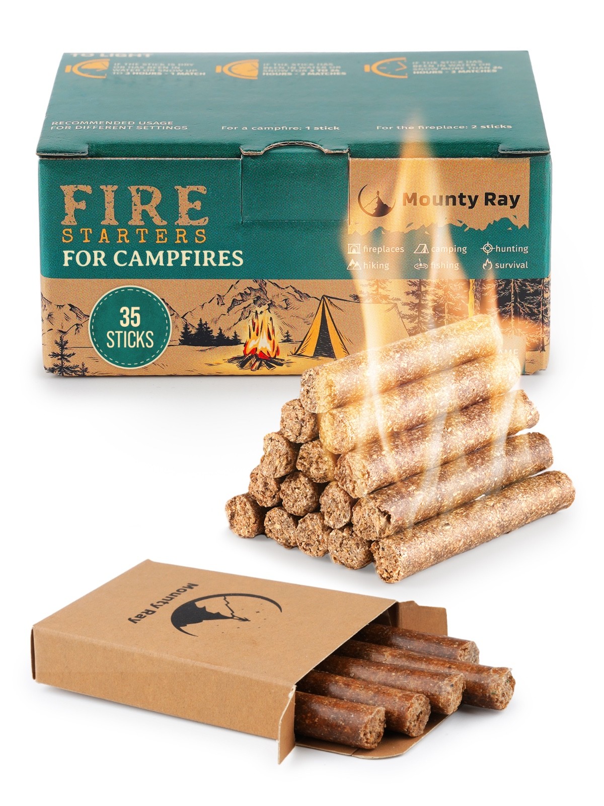 Portable Campfire 35 pcs up to 10 Min Burn Each Emergency Fire Starters