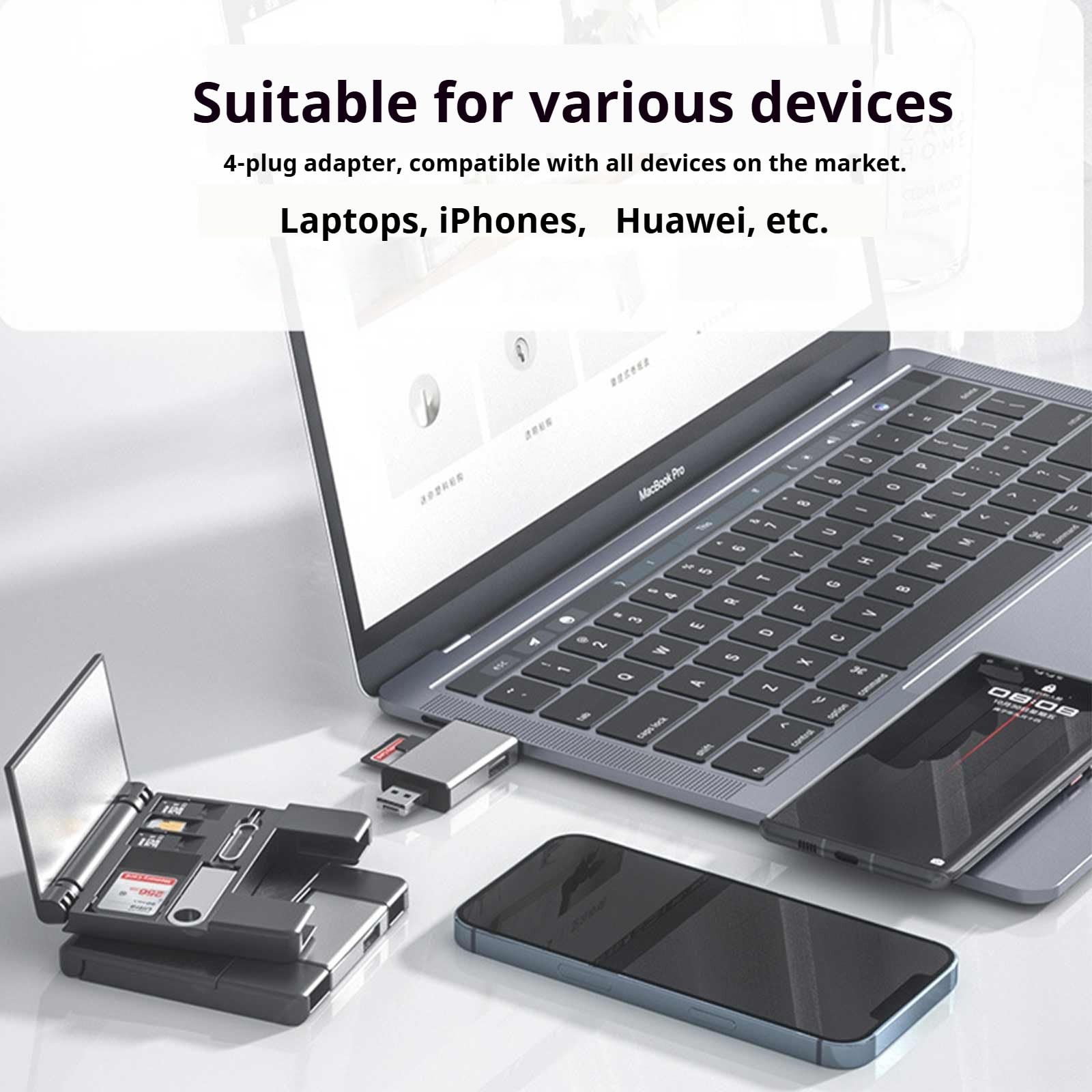 7-in-1 Memory Card Reader Lightning/USB-C/USB-A Adapter for...