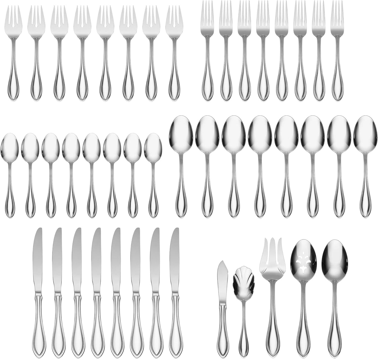 Oneida 45 Pc Silverware Set for 8 Stainless Steel Flatware