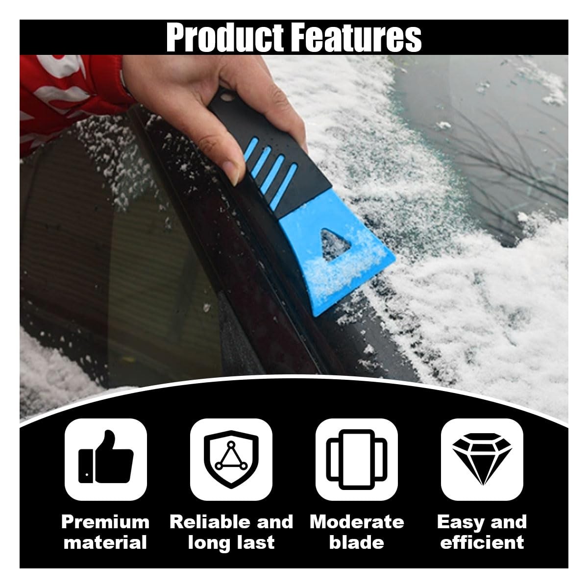 12 Pieces Ice Scraper Set | Non-Scratch Plastic | Ergonomic Handle | Winter Tool