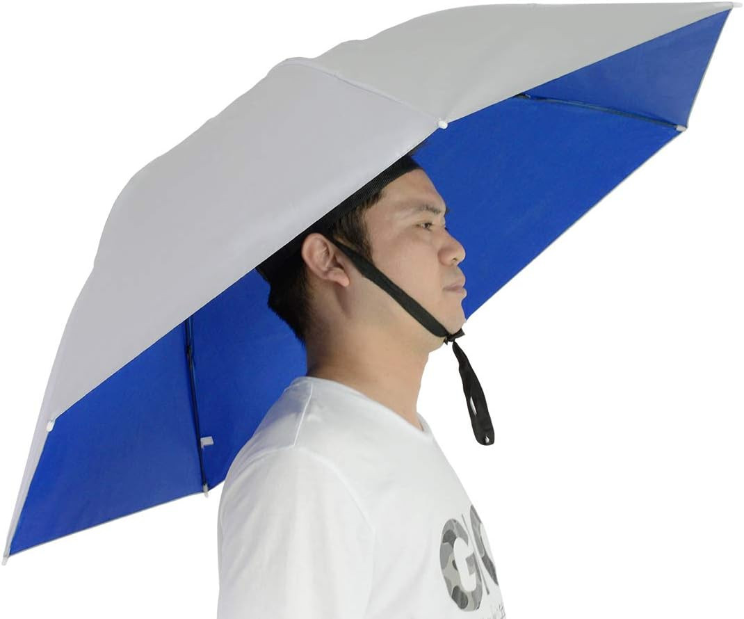 Fishing Umbrella Hat Folding Adjustable Sun Rain Cap, 37.4”Oversize Hands Free U