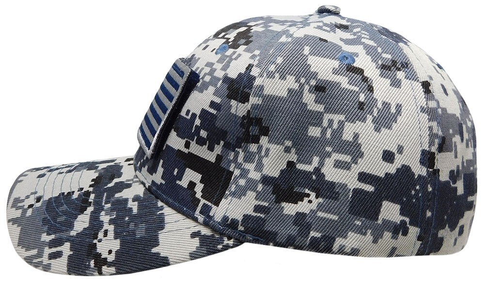 USA Flag Detachable Patch "USA" Navy Blue ACU Digital Camo Embroidered Hat Cap
