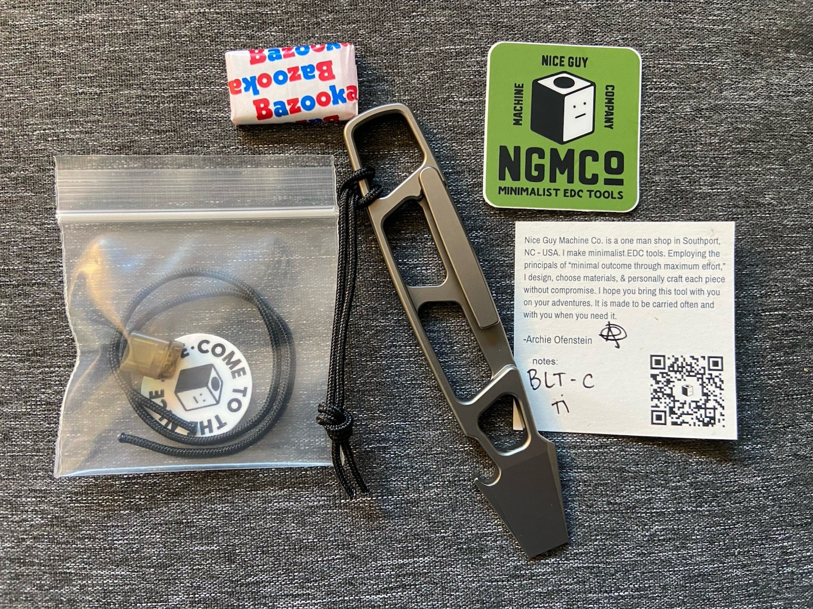 Nice Guy Machine Company NGMCo Barkeep’s Liberation Tool+CLIP W/Ultem Mini Bead
