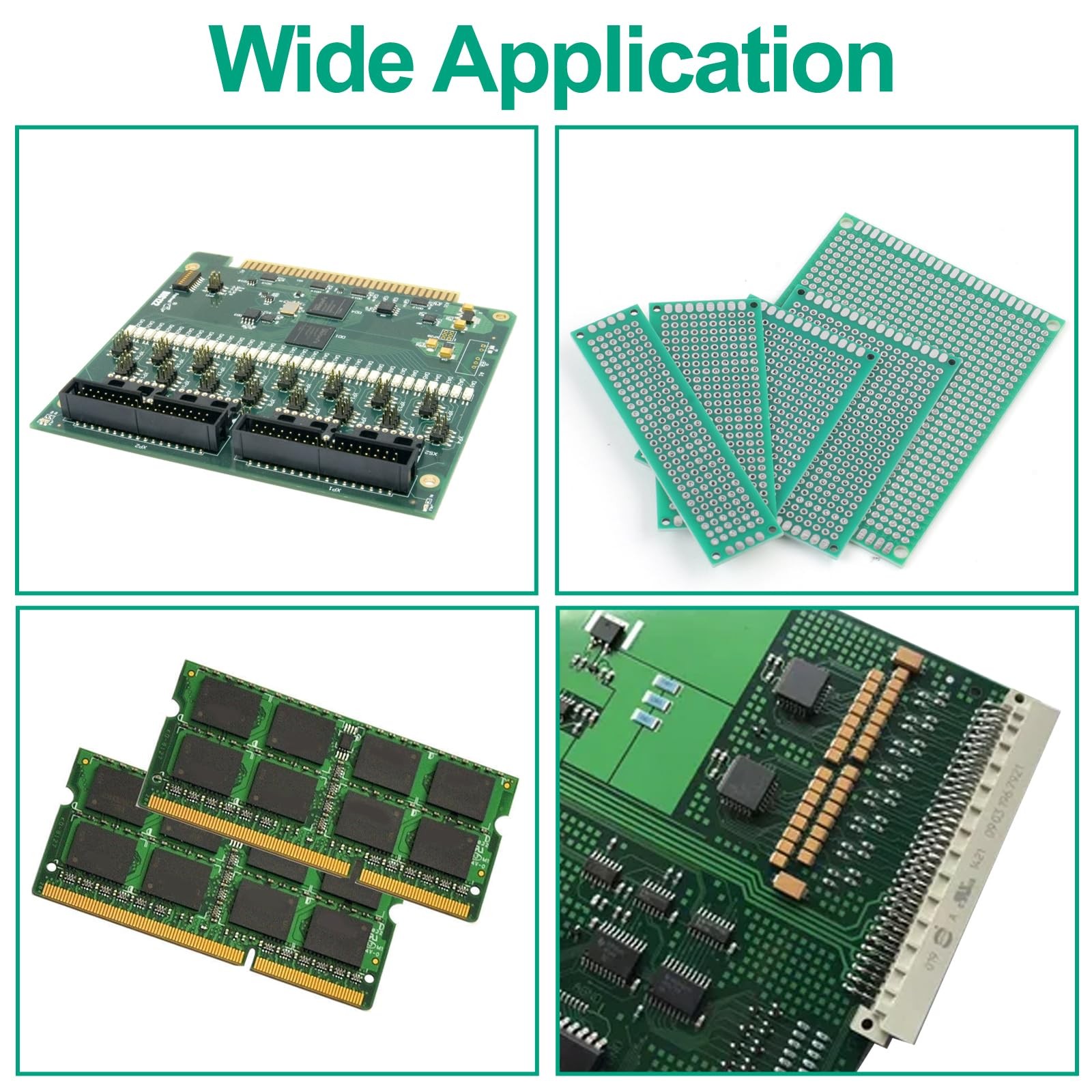 32 Pcs PCB Board, Green Circuit Board with 5 Sizes Compatible, Double Sided P...